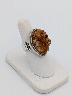Barse 925 Sterling Silver Citrine Druzy Ring Size 7